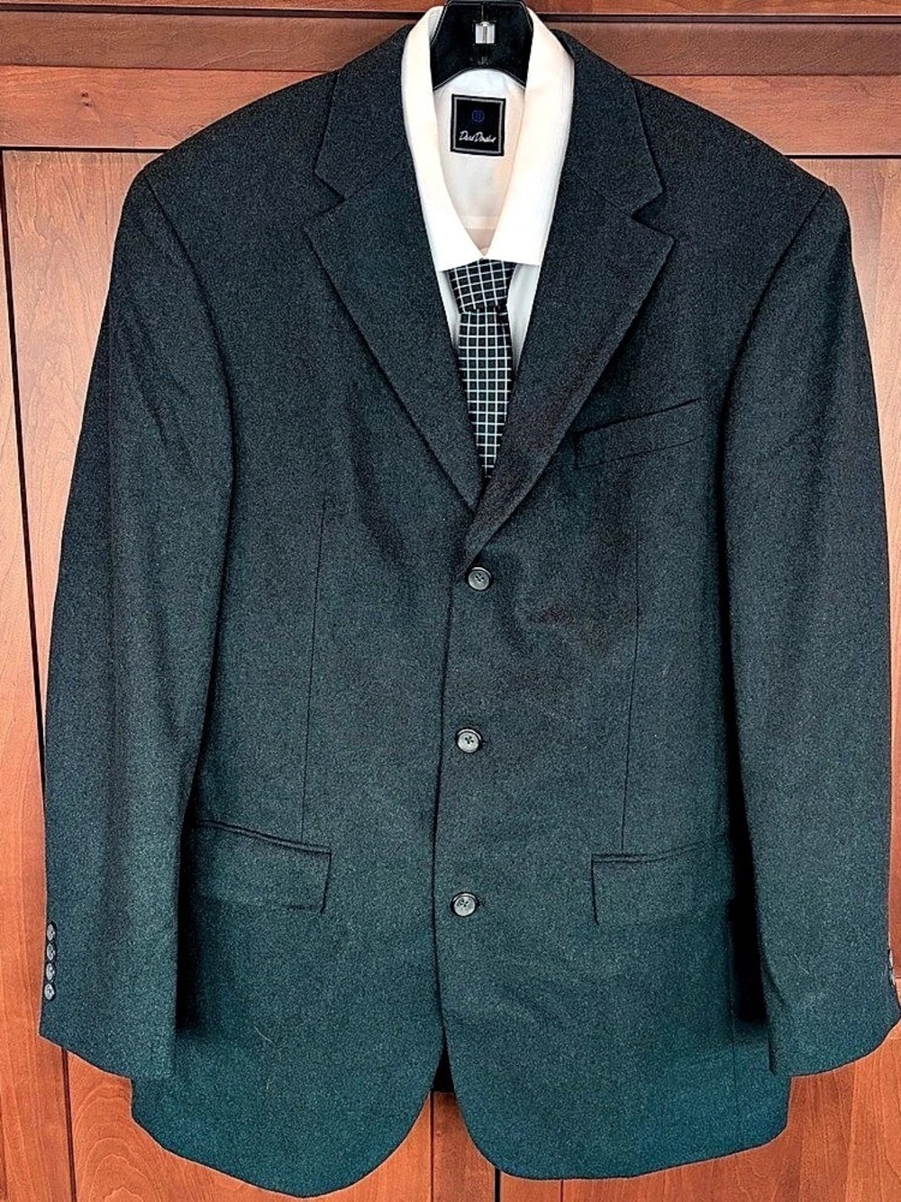 Vintage Oscar de la Renta Men’s 42L Teal Blue Green Wool Cashmere blend Blazer
